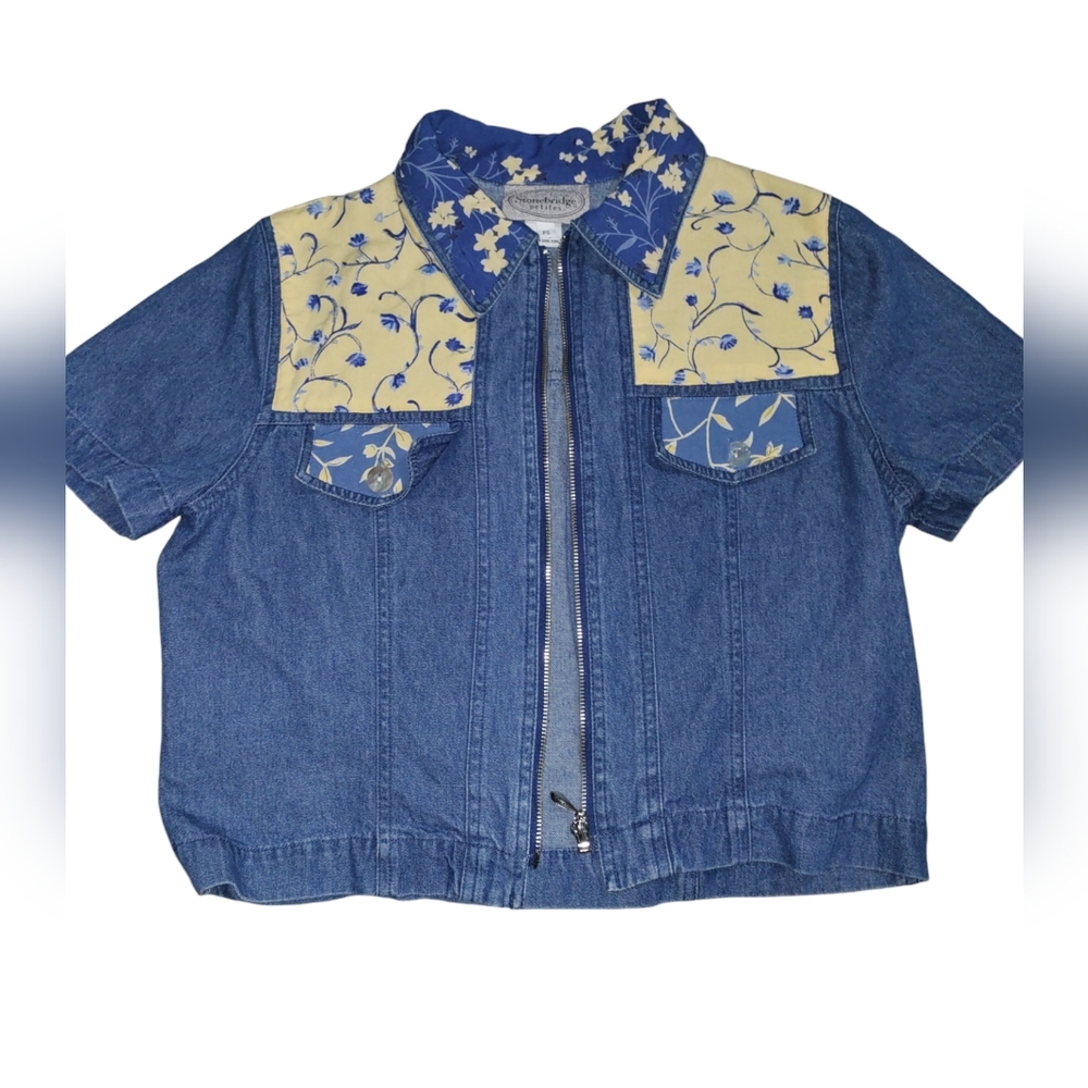 Women's Petites small Denim zip up jacket